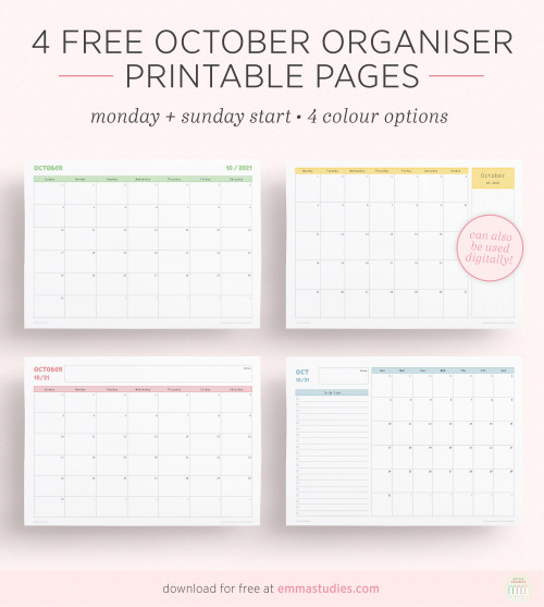 Free October printable organisers Here are a bunch of printable calendars to use through the month. 