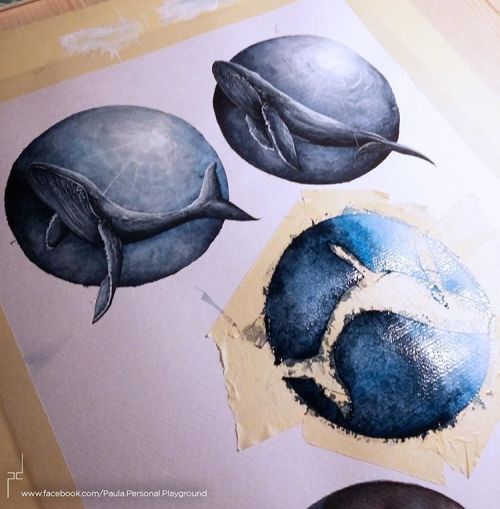 And now the third and final one of the series…#wip #whales #series # #watercolorart #waterc