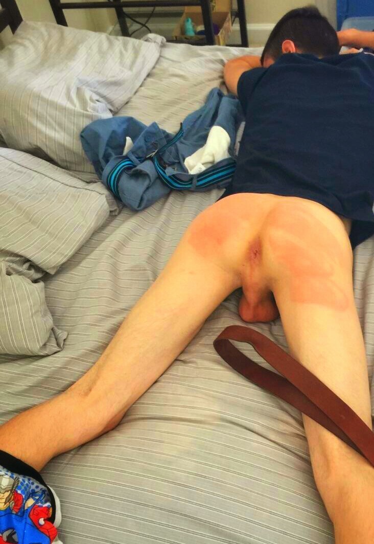 thepaddedpunk:  Bad Boy Belted Bare Bottom 