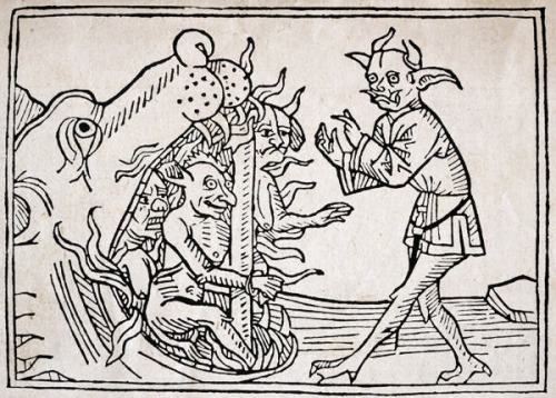 medievalengravings:Jacobus de Teramo - The Devil Belial before the Gates of Hell, from ’Das Buch Bel