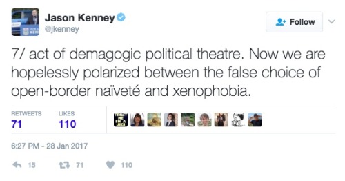 allthecanadianpolitics:  Its a rare day when I can find myself agreeing with anything that Jason Kenney says; but its 2017, and here we are.Jason Kenney is Canada’s former Minister of Immigration. When he was in government he belonged to the Conservative