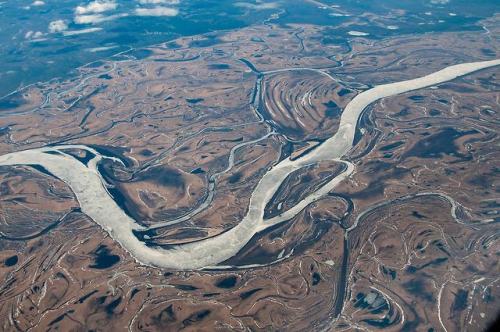 Ob River in western Siberia (Russia).  The last photo shows the riverdelta.The Ob River is the seven