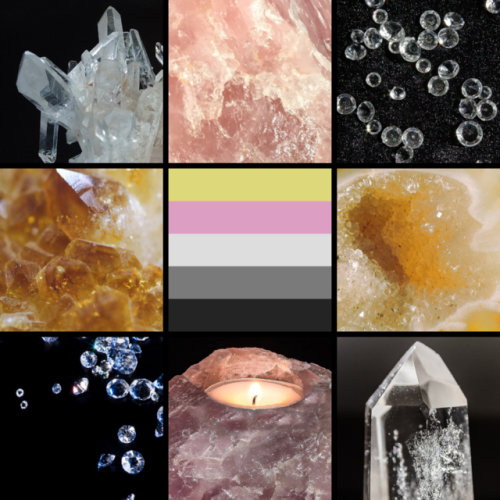 queerplatonicpositivity: [ ID: A mood board with the QP flag and several images of yellow, pink, and