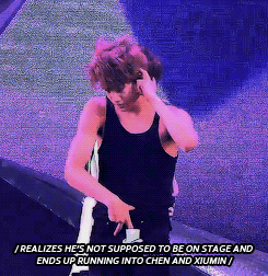blondejongin:  when jongin forgot to leave the stage during exo m's part in overdose 