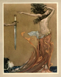 artbeautypaintings:  The death of Arthur - William Russell Flint 