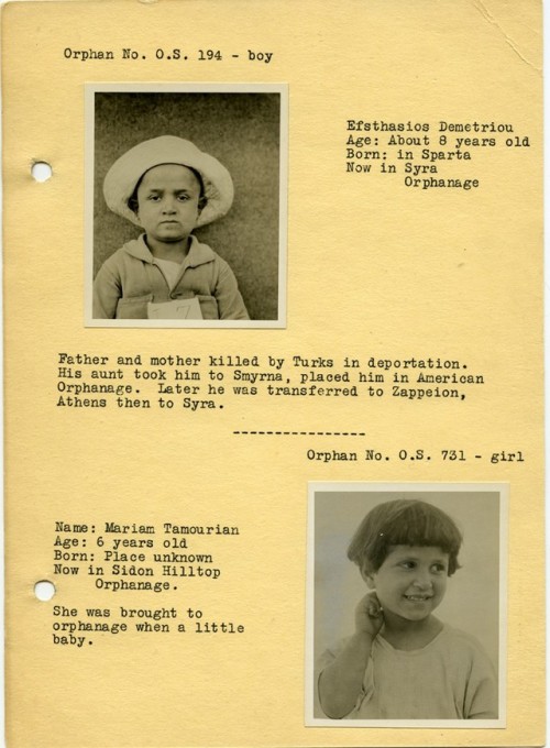 armeniangenocidehistory:Biographies of orphans from the archives of Near East Relief, an American or