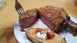 food-porn-diary:  [OC] 30oz Sous vide Ribeye bone in Frenched with blue cheese and horseradish crust !