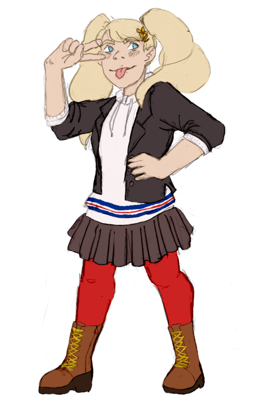 pantherrrrrrrr [ID: a drawing of ann takamaki (persona 5). ann is a pale-skinned teen girl with blue eyes, her long dirty-blonde...