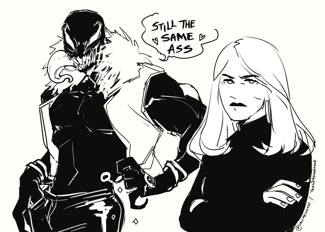 trashyscarface:just wanted to draw venom in greed’s clothes but… 