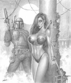 naughtyhalloweenart:   Jessica Rabbit captured by Boba Fett  by  Deacon Black