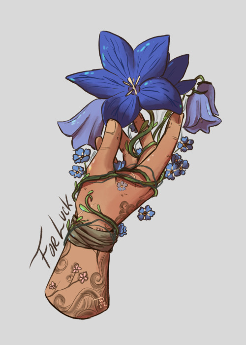 teaweltzer: Orym + blue flowers (for luck)