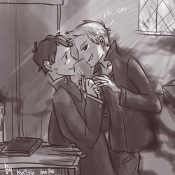 ahtsu:  (doodle) Destiel AU : Priest!Cas