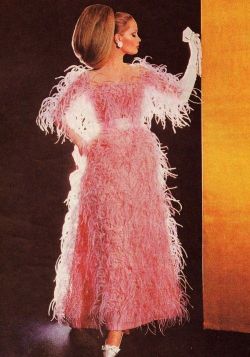 shewhoworshipscarlin:  Ostrich feather dress by Balenciaga, 1965. 