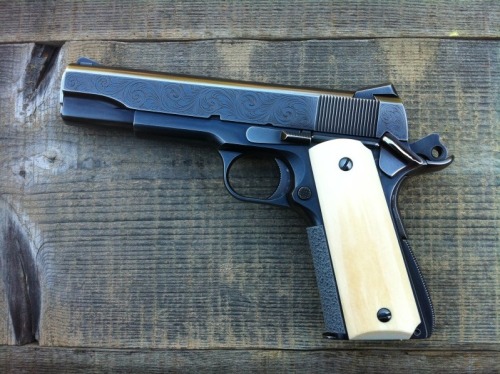 coffeeandspentbrass:  Lovely engraved Colt 