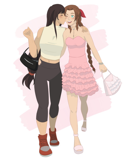 aerith week 2021 day 8 - &ldquo;it&rsquo;s a date!&quot;  happy valentine’s gay 