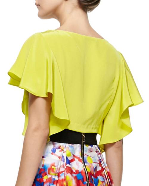 easy-breezy-blouses: Milly Katie Watercolor-Print Short Skirt