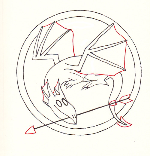 lobshave:  I just wanted to draw the mockingdragon pin because i’m the one who suggested that and i’m really happy it’s now canon in your wonderful AU. also i’m sorry, i tried to draw the dragon like you did, but i’m to used