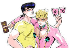 nevui-penim-miruvorrr:   from redditIf Josuke and Giorno had met, what would their relationship be?“They’d steal each others’ wallets, then open them once they’d turned the corner and see that both of their wallets were empty”LMAOOOOO  