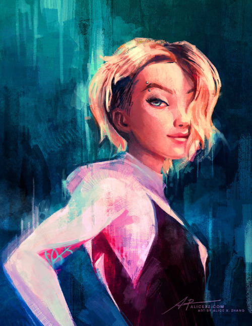 She’s from ANOTHER, another dimension.This Gwen Stacy print (and my other officially licensed Into t