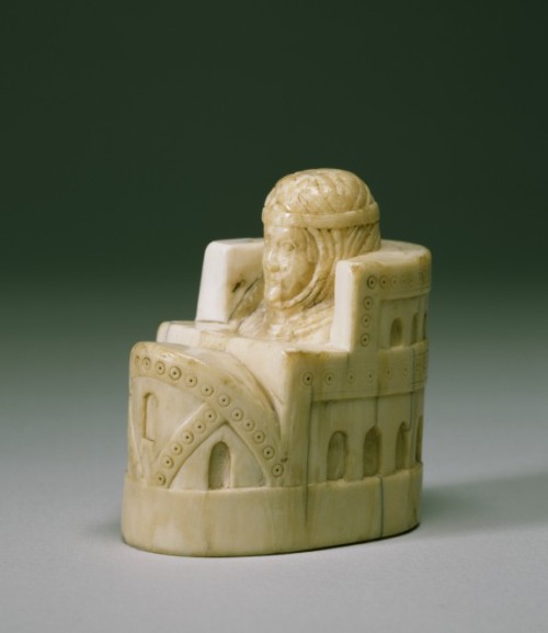 chasing-yesterdays: Chesspiece of a queen, carved from walrus ivory, Spain, 12th century. This chess