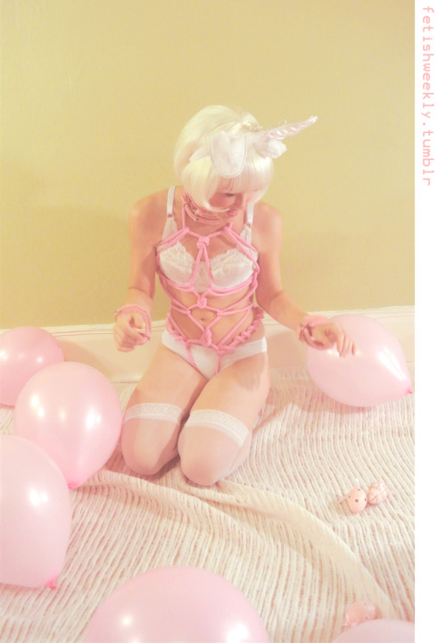 fetishweekly:Balloons, bondage, and bunny! I actually have a bunch more from this shoot; they’ll b