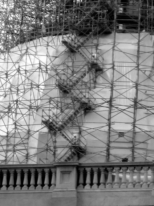 Access Stairway, Construction Scaffolding for the Dome, US Capitol, Washington, DC July 2015.