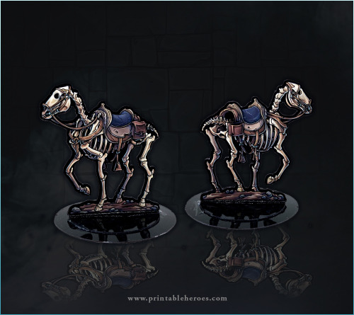 Added these Skeletal Horse paper miniature and their VTT tokens to the Printable Heroes website cata