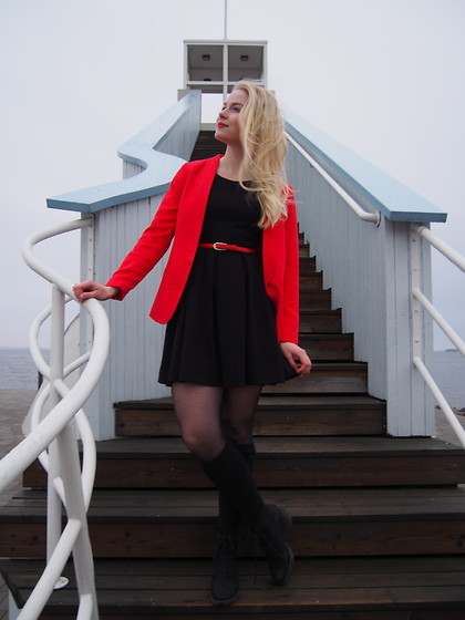 Little Black Dress &amp; Red Jacket (by Tiia Toivonen) Fashionmylegs- Daily fashion from around 