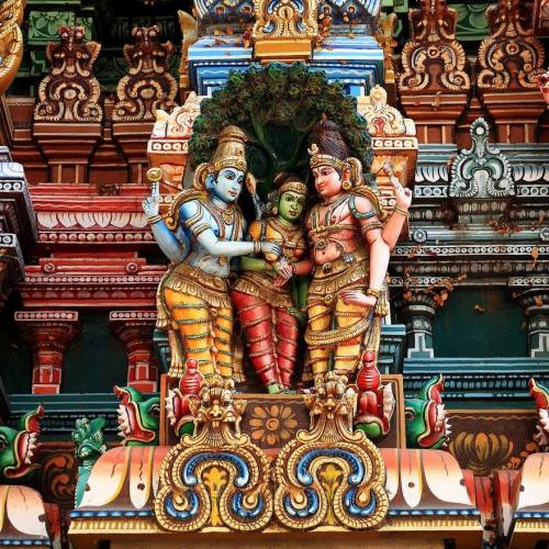 Wedding of Shiva and Meenakshi, Vishnu Her brother gives Her hand, Madurai Meenakshi Temple