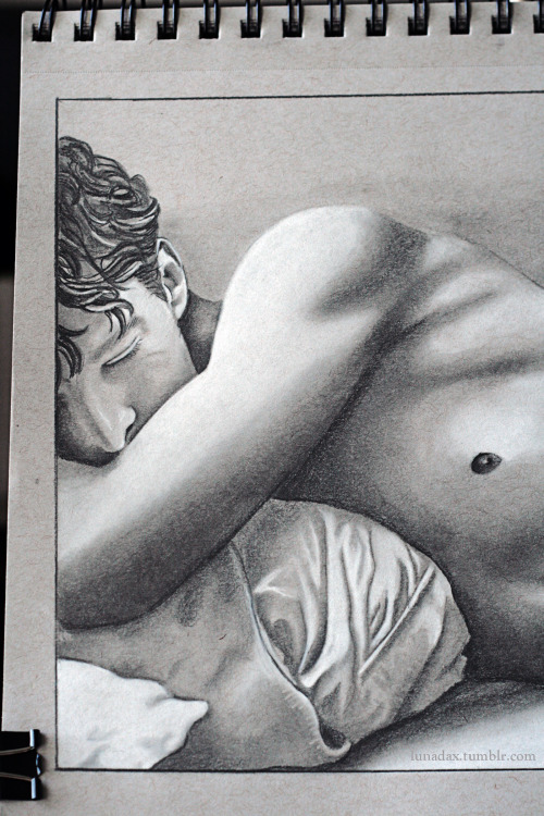 lunadax: Sleeping Consulting DetectiveWhite charcoal and Staedtler pencils (2H to 8B) on Strathmore 