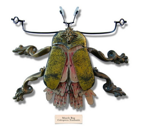 British artist Mark Oliver crafts his “Litter Bugs” from trash and found objects. 