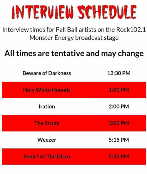 radioshmontyTomorrow I sit to chit the chat with the @holywhitehounds, @weezer &amp; @panicatthedisc