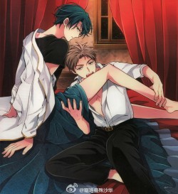 masa-yu-ki:  sakamakiayato09:  ASKDHSJKAFHDSAJKFASKDKLSAFASKFDSFJDSFKLDSAFJSDLFK FANBOOK HERMOSO!!!!!!!! OTP HERMOSAAAAAAAAAAA ♥♥♥♥♥♥♥♥♥♥♥  kay look if this is official art from the fanbook I DON’T CARE IF I DON’T KNOW ANY JAPANESE