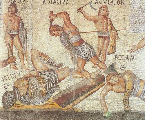 irefiordiligi: The Gladiator Mosaic, dated to the first half of the 4th century, Rome, Galleria Borg