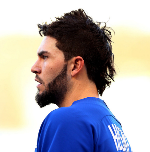 Eric Hosmer warms up before Game One of the 2014 World Series on October 21, 2014.