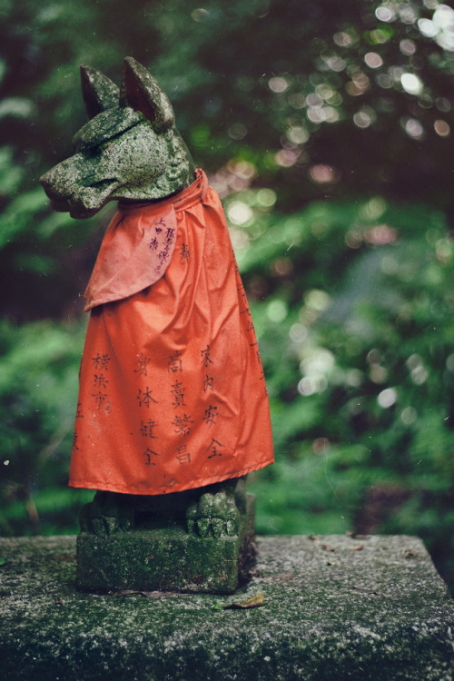 enotokyo:Fox statue at Sasuke Inari Jinja, Kamakura – 2015