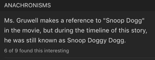 Snoop personally setting the record straight in the imdb goofs section