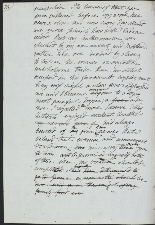 bookantic:“Shown here is Mary Shelley’s (1797-1851) working draft of the turning-point in Frankenste