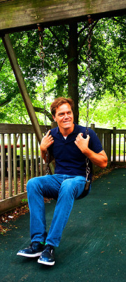 the-ridiculous-blog:  Adorbs and adorbs Michael Shannon having fun on a playground - with his ridiculous love of ridiculous shoes/ socks.