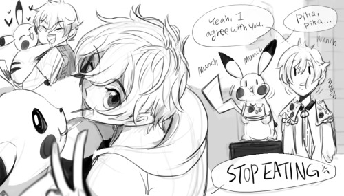 diaemyung:  Free! x Pokemon (Click the images for larger size). Story of Nagisa and Pikachu This is the last comic of Free Pokemon!AU, but I will draw more Pokemon!AU or other AU in the future. I enjoyed it a lot. I’m so glad many people like this