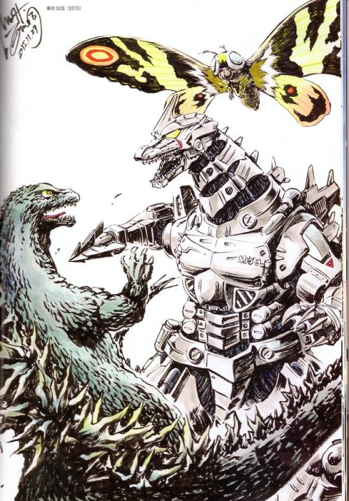 chernobog13:Godzilla, Mechagodzilla (Kiryu) and Mothra from “Tokyo SOS!”Shinji 