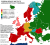 How long it takes to learn the local languages of European countries for an English speaker.