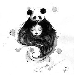 boredpanda:    Panda &amp; Maiden Ink Illustrations: I Never Used Ink Before And I Truly Enjoyed It  