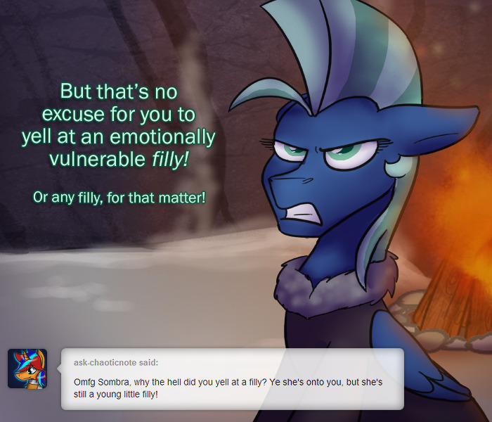 ask-king-sombra:  Hell hath no fury like a protective older sister. …And Drizzle