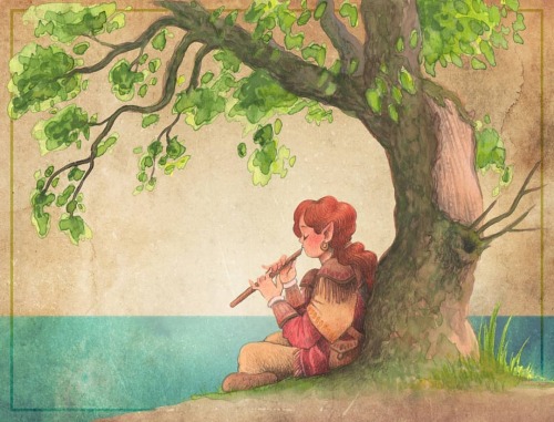 Still Playing Around With Watercolors And Pencils #watercolor #halfelf #bard #dungeonsanddragons #comicart