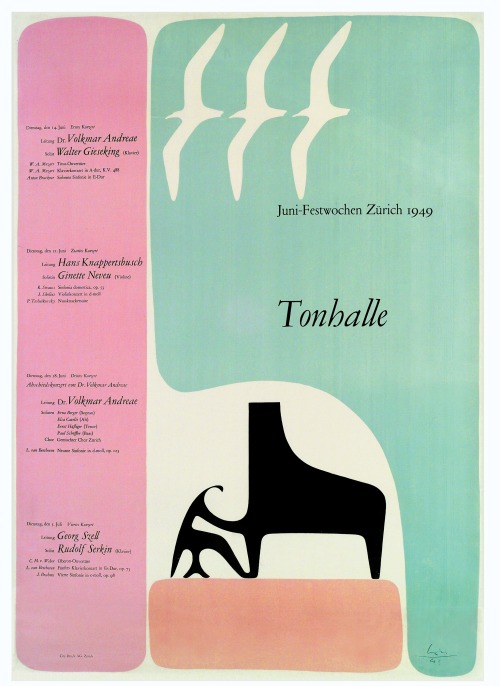 design-is-fine:Max Bill, poster for Tonhalle concert, 1949