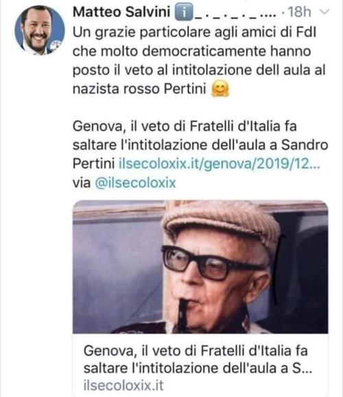 corallorosso: Due anni fa il caxxaro leghista definiva il Presidente Pertini “nazista rosso&rd