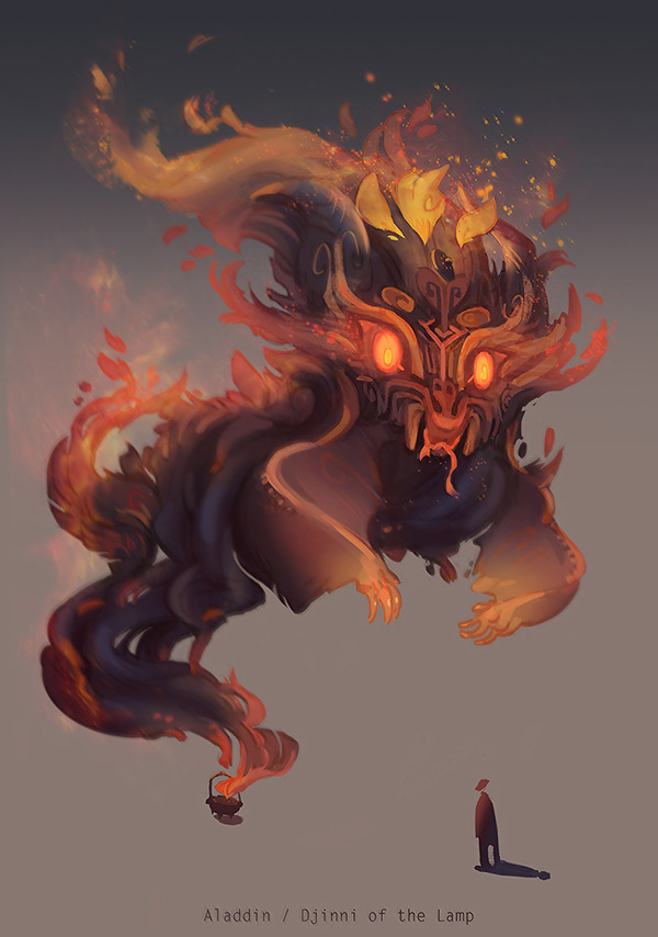 erysium:  Character/creature designs from my concept art class - my prompt was Aladdin!