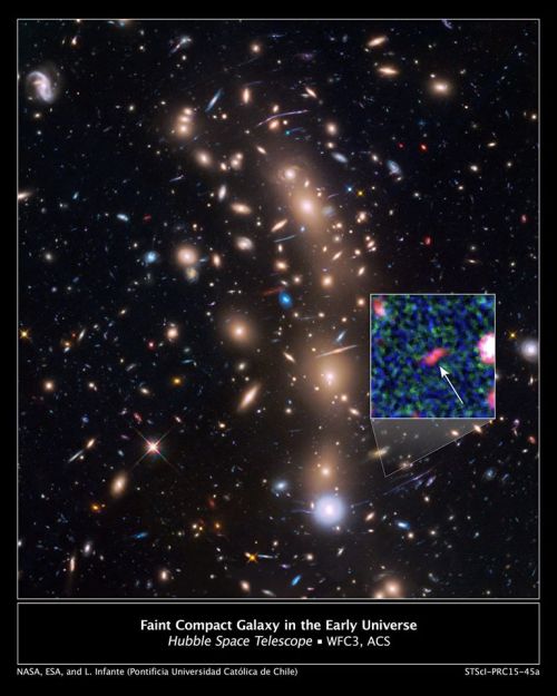 yungcosmonauts:Faintest Galaxy Yet Seen in the Early UniverseUsing the combined power of the Hubble 