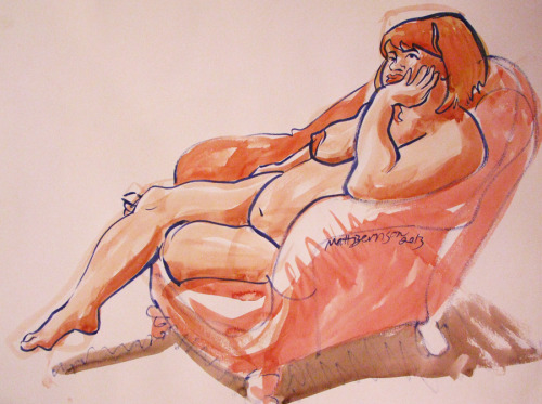  Drawings of Emily done at the Democracy Center.  Ink and/or watercolor on paper, 18"x24".    Matt Bernson 2013 